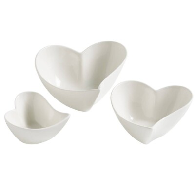 3-tlg. Herzschalenset WHITE BASIC HEART in Geschenkbox Maxwell & Williams