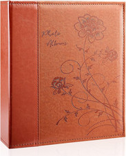 Photo Album 8X10 Clear Pages Pockets Leathe Cover Slip Slide in Photo Album