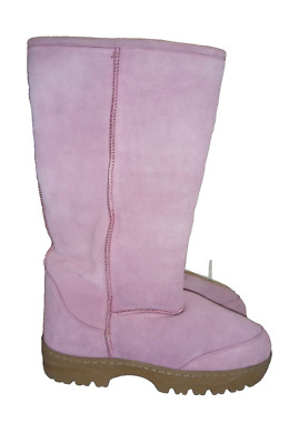 Snow Boots  Ladies Size 8 M Pink Suede Leather Upper From Fur Traders shoes
