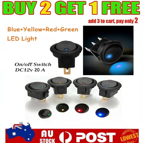4pcs On/off Switch DC12v 20A Blue LED Light Car Auto Boat Round Rocker ...