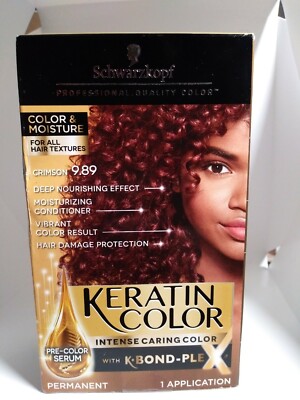 Schwarzkopf Keratin Color & Moisture Haarfarbe, 9.89 Crimson, 2 Stück – Permanente Creme Mit Glanz