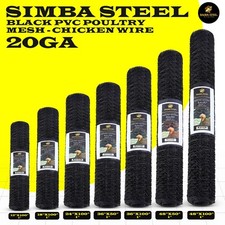 PVC Hexagonal Poultry Net Chicken Wire 1" Mesh 20GA Black Many Sizes SIMBASTEEL