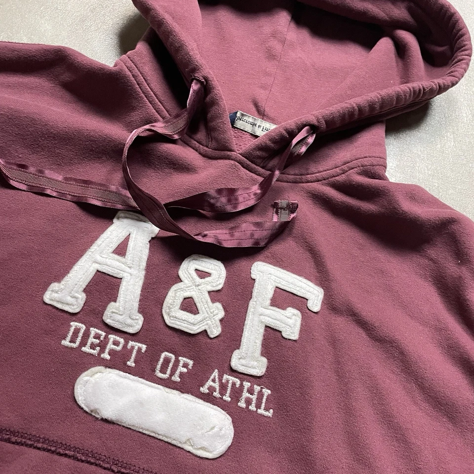 Sudadera con capucha vintage Y2K Abercrombie & Fitch S para mujer con logotipo recortado bordado Foto 2 de 4
