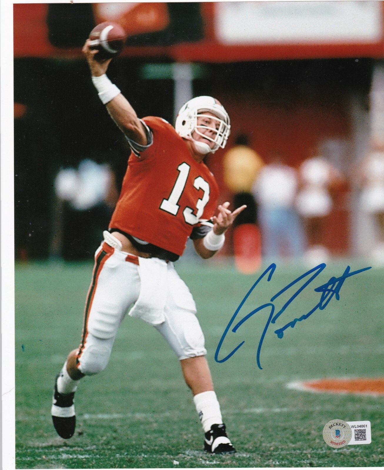 GINO TORRETTA MIAMI HURRICANES BECKETT AUTHENTICATED ACTION SIGNED 8X10 