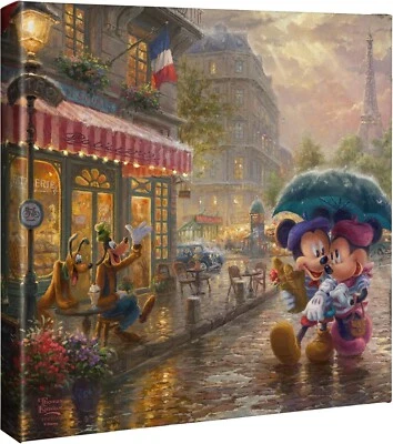 Thomas Kinkade Disney Canvas Wrap 14x14: 89092 Mickey & Minnie in Paris - Image 1 of 4