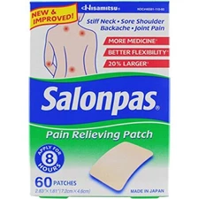 5 Pack Salonpas Pain Relieving Patches Works For 8 Hours 60 Per Box 300 Total
