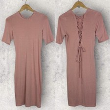 Aritzia Size Large Morand Pink Lace Up Dress Wilfred Free Reposa Jersey Stretch