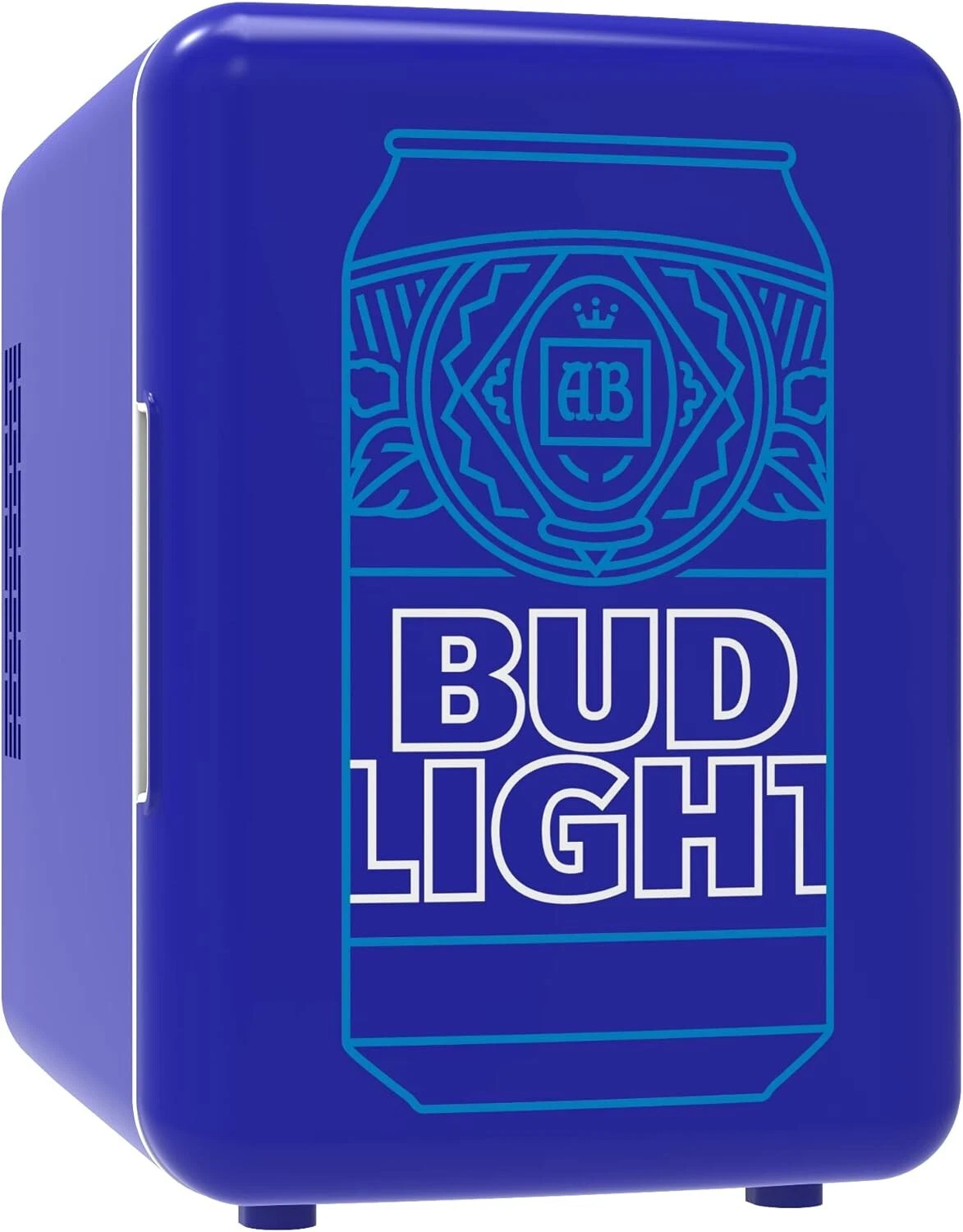 BUD LIGHT Mini Fridge 6 Can/4 Liter Capacity Mini Beverage Cooler Portable Blue