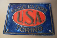  UNIONE SUBALPINA ASSICURAZIONI U.S.A. TORINO FIRE MARK TARGA INCENDIO LATTA