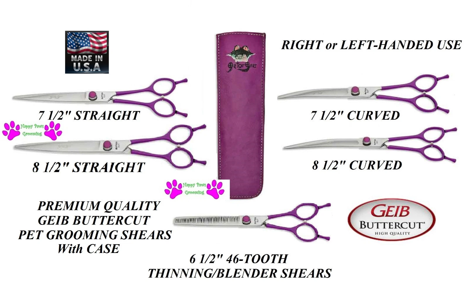 GEIB Buttercut GATOR Gear Professional Grooming SHEAR SCISSOR&CASE*PET CAT DOG