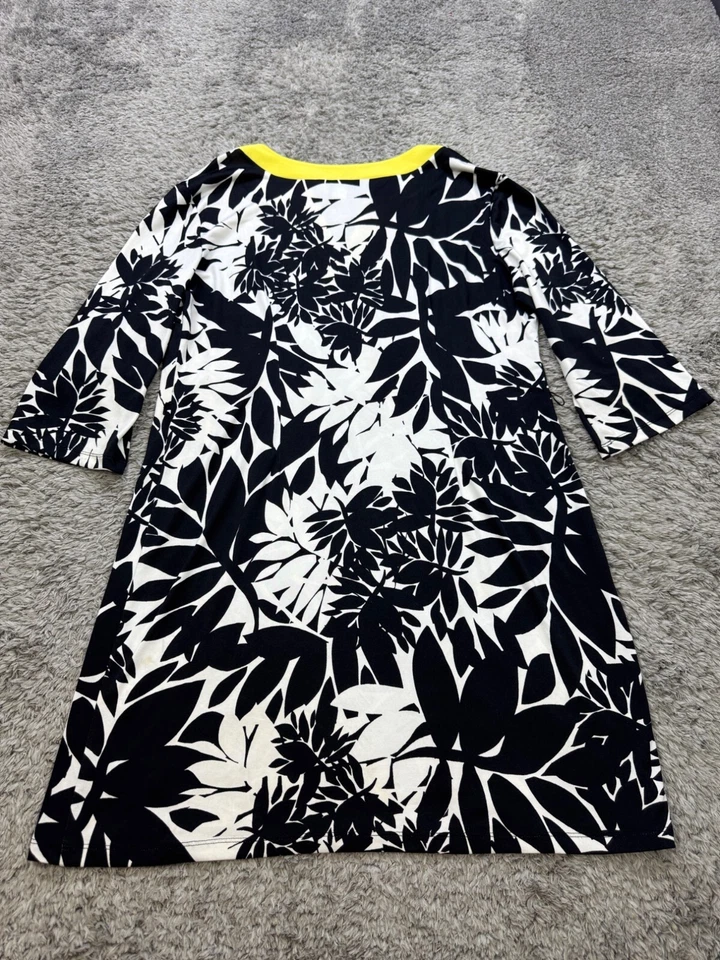 Vestido Emma & Michele para mujer mediano negro floral manga 3/4 elástico geométrico Foto 2 de 4