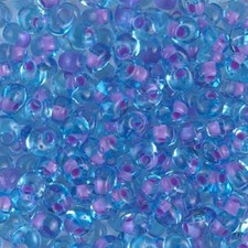 F47, LAVENDER LINED Aqua, 10g, 4mm Magatama, Miyuki drop/fringe beads, m-28 