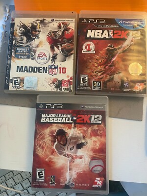 Madden 10 NFL   NBA 2K12 Major League Baseball 2K12 PS3. (3 GAMES)