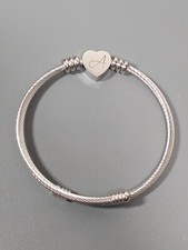 Silver Tone Cable Style Initial Letter A Heart Charm Open Wrap Bangle Bracelet