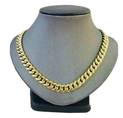 REAL 10k Yellow Gold  Miami Cuban Chain 8.5mm 20'' Long Men's Necklace Box Lock