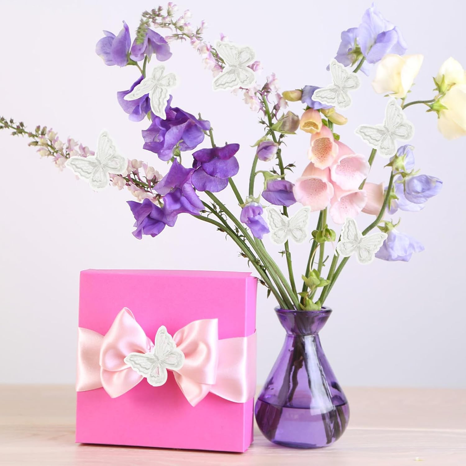 White Butterfly Hair Clips 24 Pieces Wedding Butterfly Hair Clip Bows