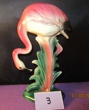 Old Antique Vintage Mid-Century Art Deco Style Pink Flamingo Ceramic Figurines 3