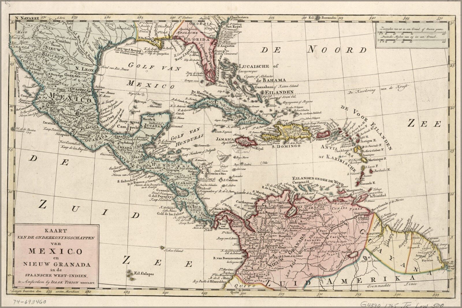 Poster, Many Sizes; Map Of Mexico Caribbean Cuba 1765 In Dutch Świetne oferty