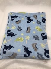 Parents Choice Walmart Boys Dinosaur Blanket Blue Gray Green Soft Fleece Lovey