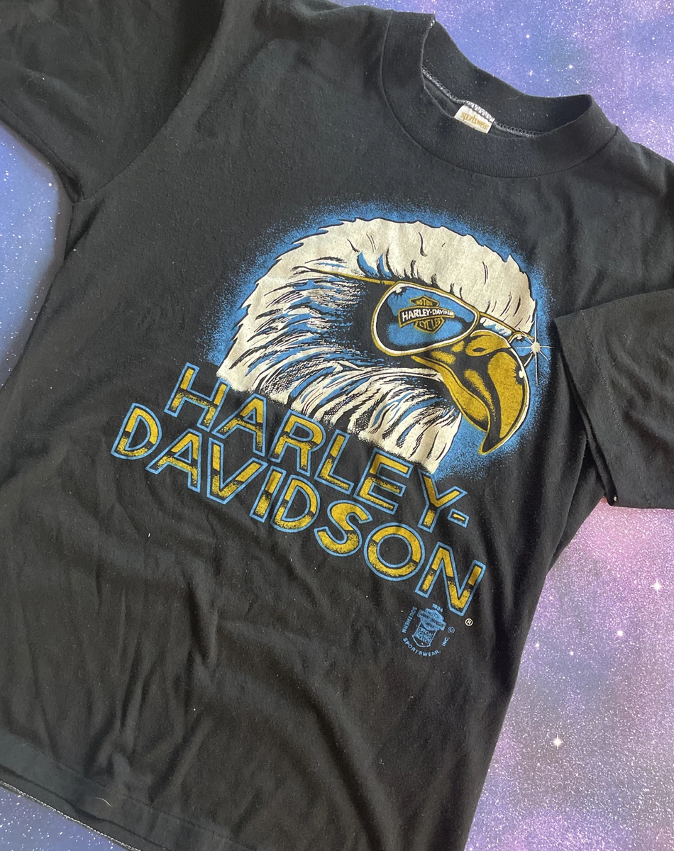 Vtg 1984 Single Stitch Harley Davidson Grail Eagle w/ Sunglasses T Shirt 80s SM