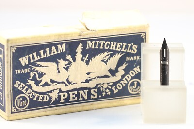 Vintage William Mitchell J Medium Black Dip Pen Nib, NOS