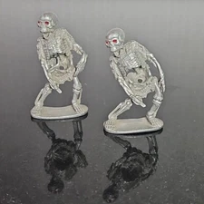 Ral Partha Pewter Skeleton Warrior Lot 2 Jewel Eyed Undead Vintage DnD Figurine