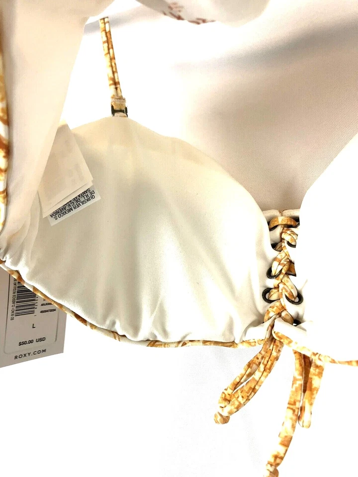 Roxy Women’s bandeau Gold/White Bikini Top Size L - Изображение 3 из 4
