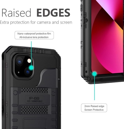 Waterproof Metal Case for iPhone 13 Aluminum Case with Built-in Screen Protector - Zdjęcie 3 z 7