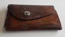 Vintage Leather Key-Tainer/ Wallet Brown Cowhide 3.5x2.5 Snap Close 6 Keyrings