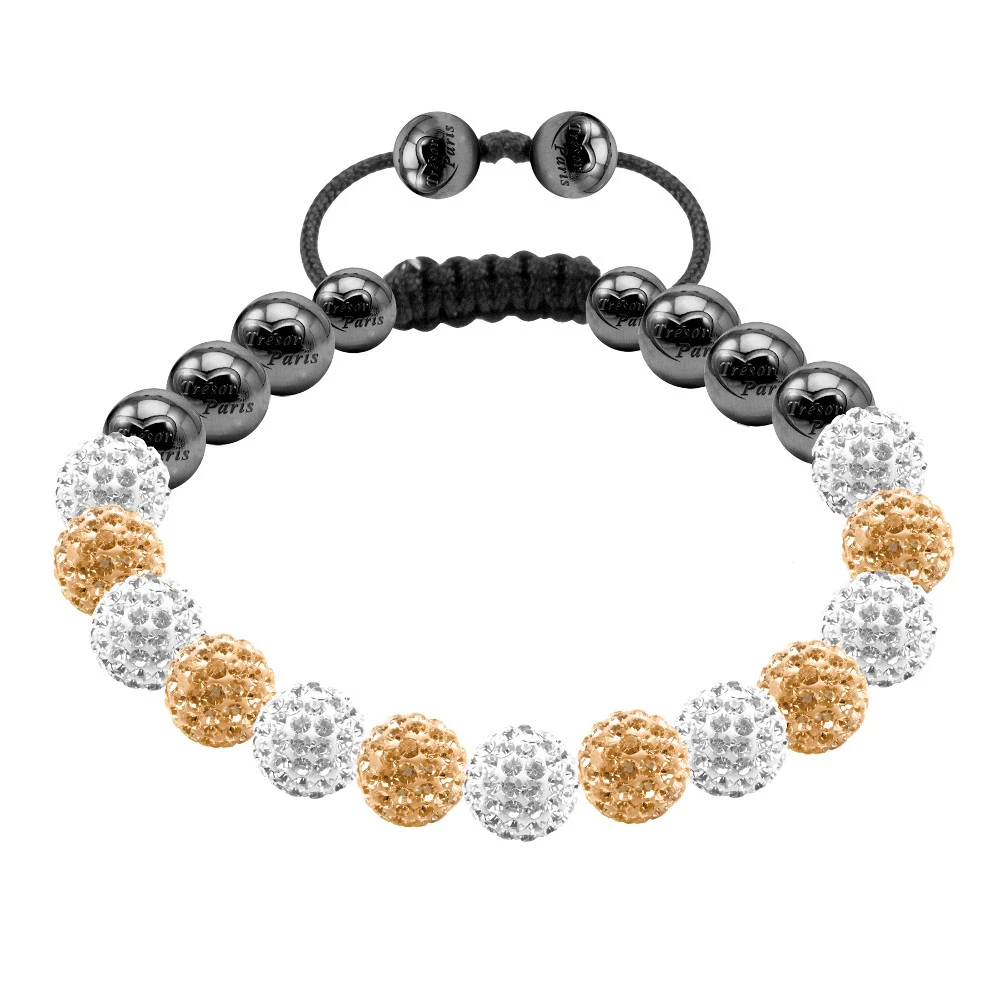 Tresor Paris Bracelet With White and Gold Crystals 8mm Magnetite 018044