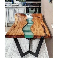 Made To Order Green Epoxy Resin Dining Top Table For Conference Meeting Desk Dec