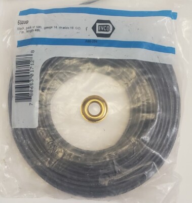 EVCO 6333B Black HVAC Wire. 50ft, gauge 14, strands 19, OD 11in, length 48ft