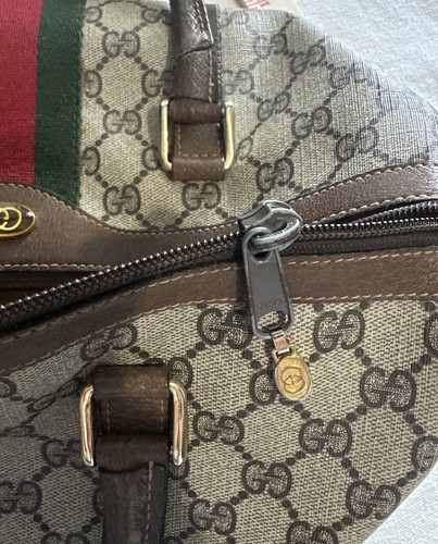 Vintage Gucci Sherri Line Made in Italy Boston Monogram Bag Purse Coated Canvas - 第 7/13 張圖片