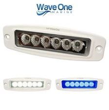 Wave One Marine | DUAL COLOR Flush Mount LED White Blue Spreader Boat Deck Light