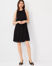 NEW ANN TAYLOR $169 BLACK COTTON EYELET HALTER DRESS SZ 12T 12 TALL