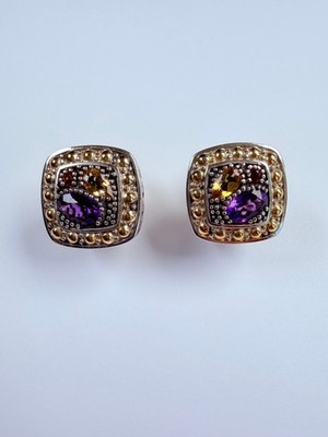 18K EFFY Balissima 1,3 ct Multi Edelstein 925 Sterlingsilber Omega Ohrringe 550 $