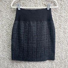 Eileen Fisher Skirt Women's Large Black  Gray Wool Blend Textured Knit Pencil