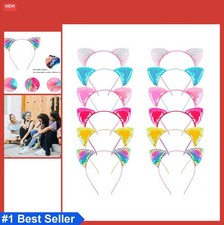 12 Sequin Cat Ear Headbands 12 Pack Multicolor Plastic Hair Band Cosplay Party