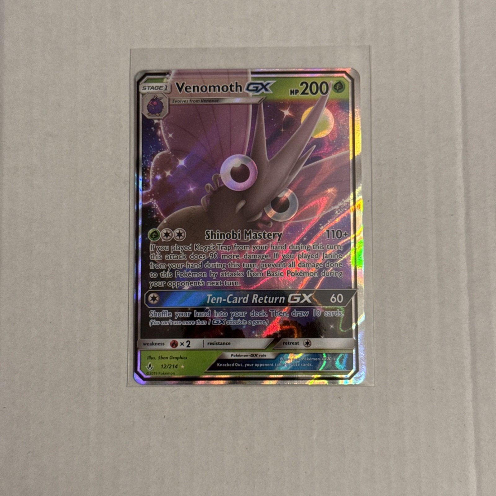 Venomoth GX 12/214 Pokemon TCG Sm-Unbroken Bonds Holo. Pk000845