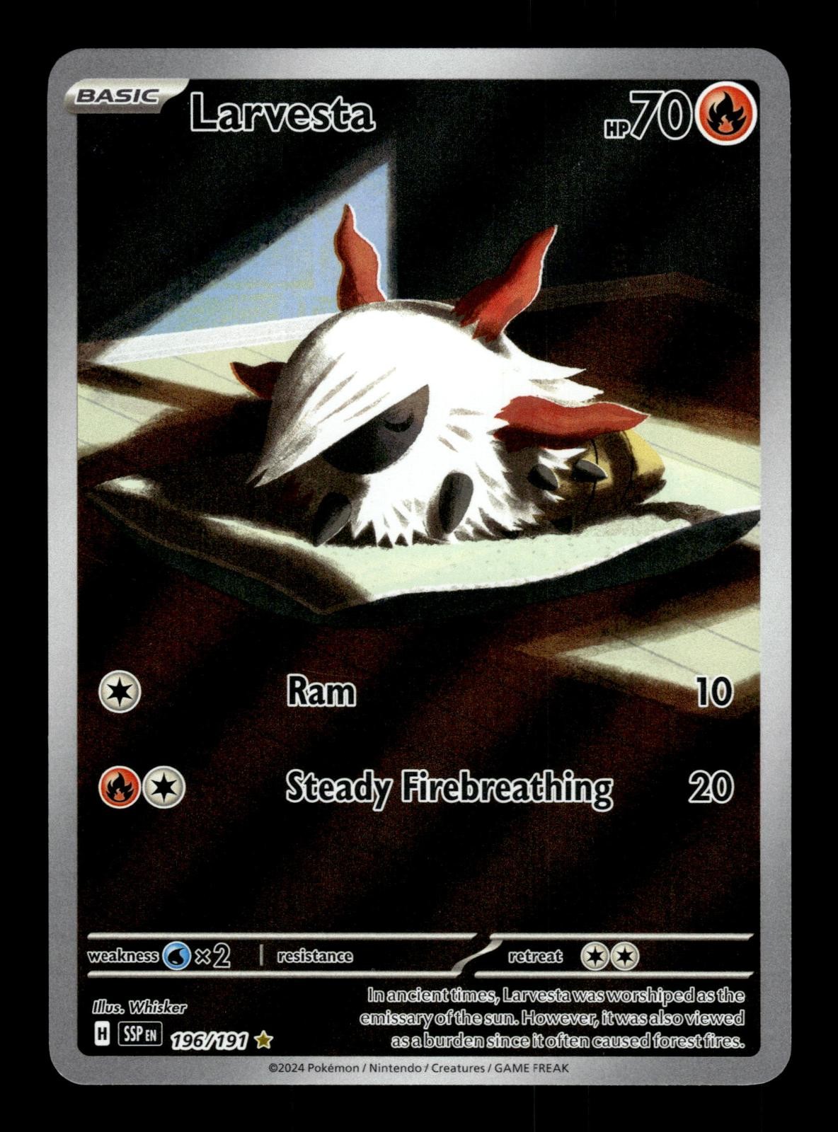 Larvesta 196/191 Illustration Rare Surging Sparks Pokemon Holo Near Mint