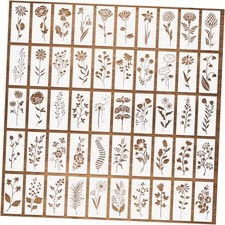 50 Pcs Wildflower Stencils, Small Flower Leaf Stencils for Painting on Wood,