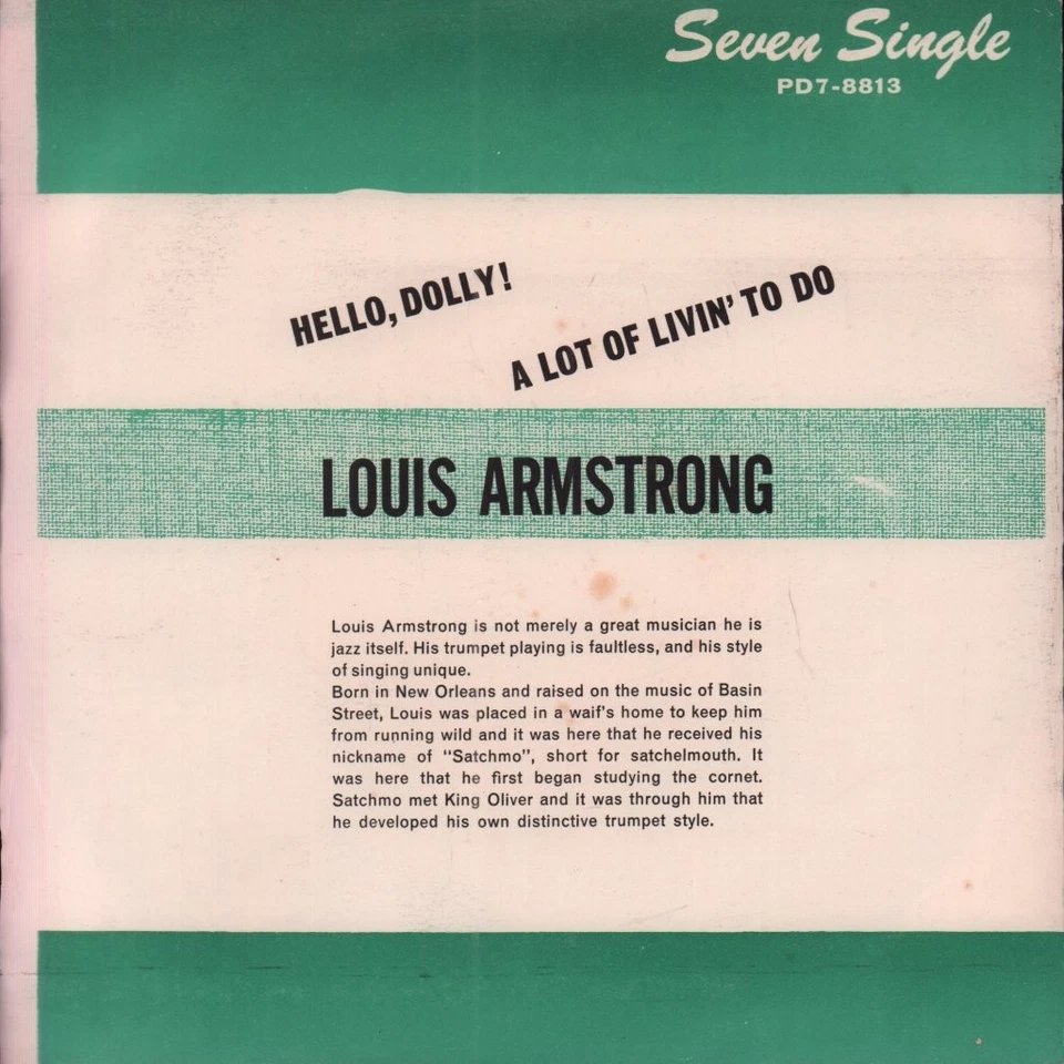 Louis Armstrong Hello Dolly 7" vinyl South Africa London 4 prong label design in - Image 2 of 3