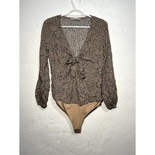 Abercrobie Fitch leopard print bodysuit womens medium flowy boho chic trendy