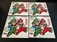  4 vintage Mario Luigi large sticker sheet Nintendo 1990 NEW Mello Smello
