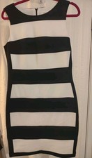 Calvin Klein White And Black Stripe Dress Size 8