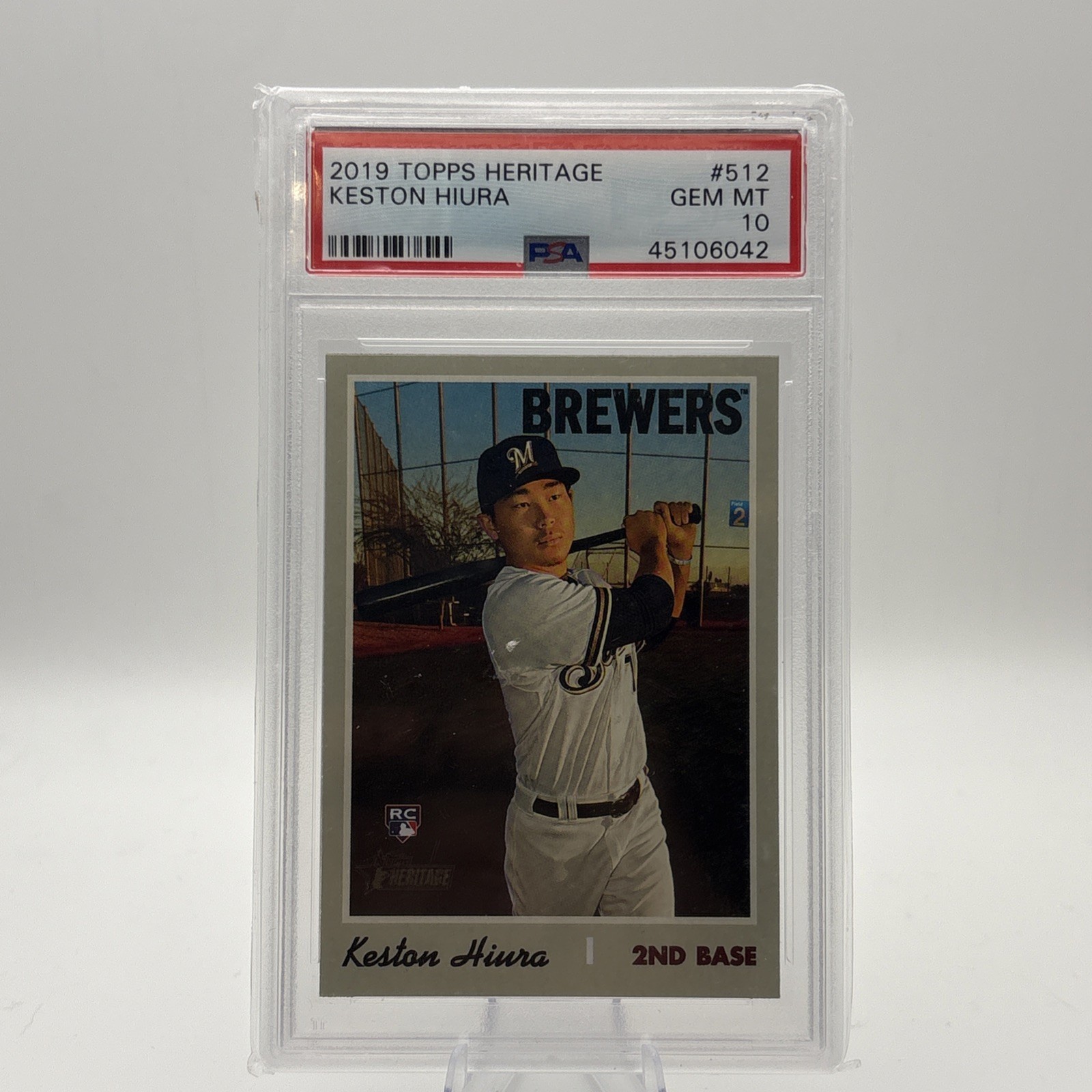 2019 Topps Heritage Keston Hiura Rookie RC #512 Brewers PSA 10 Gem Mint