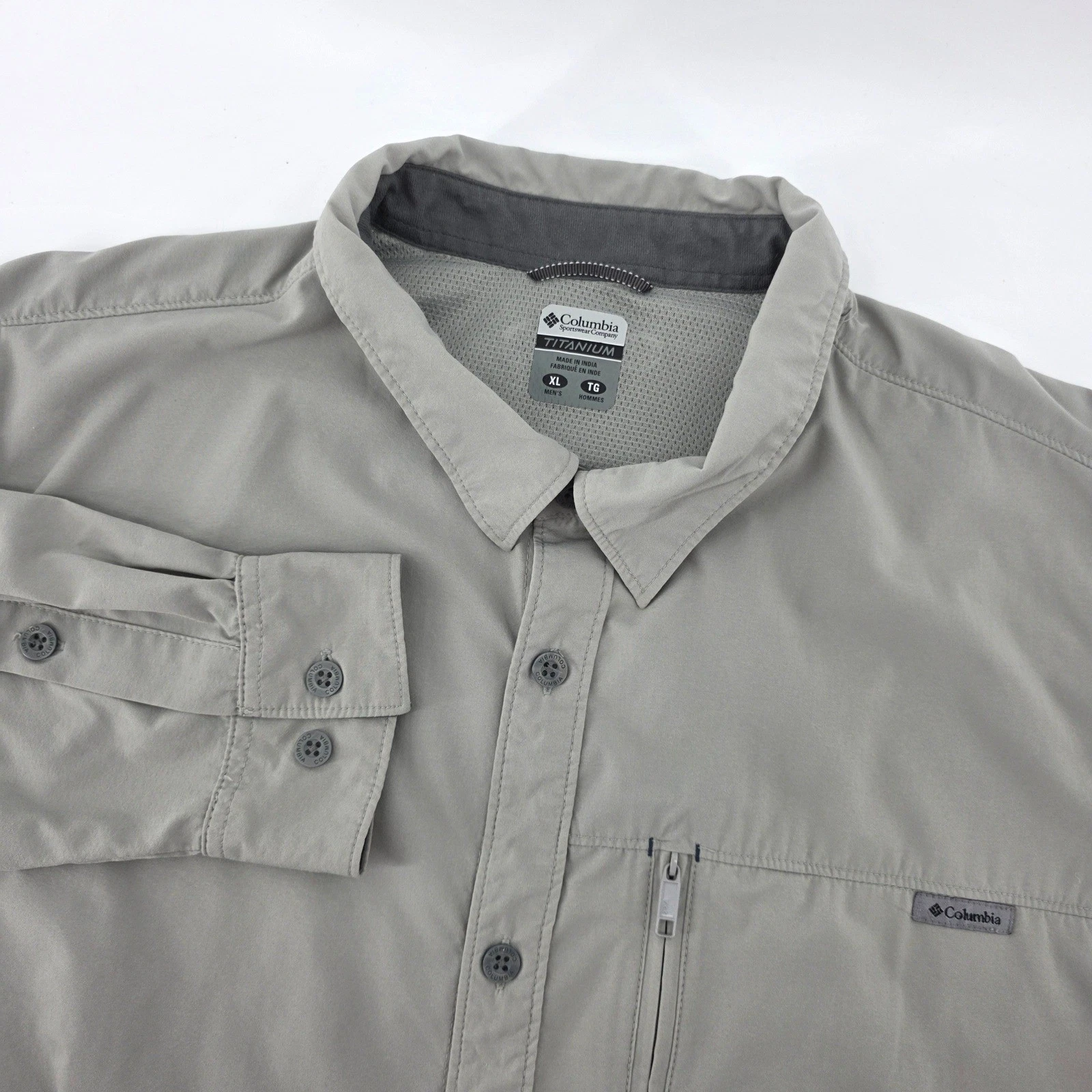 Columbia Titanium Omni-Shield Mens XL Gray Long Sleeve Tab Fishing Shirt