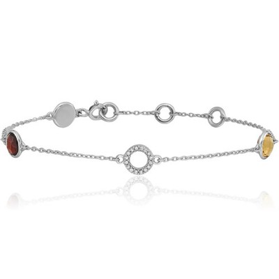 Tennisarmband 925 Sterling Silber Diamant Citrin Granat