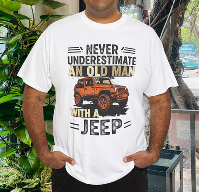 Old Man with a Jeep Graphic Tee T-Shirt