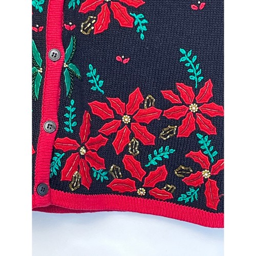 Bobbie Brooks Damen Weihnachten Poinsette Perlen Weste - rot/schwarz - klein - Bild 8 von 10